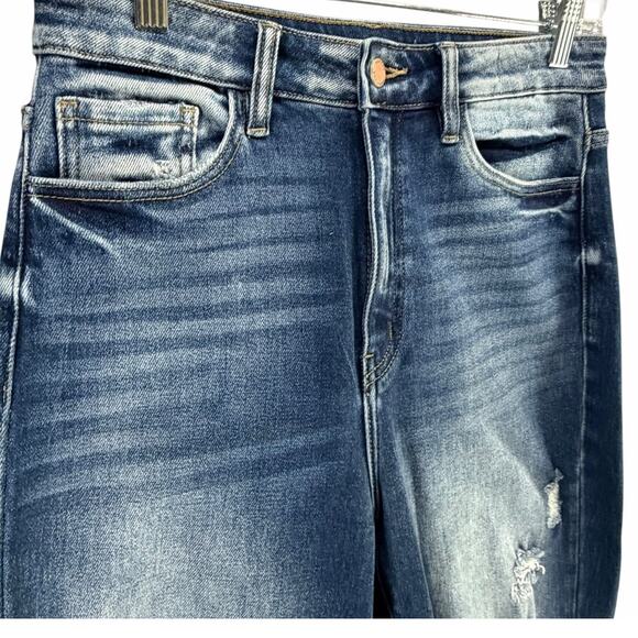 KanCan Kurvy Ultra High Ankle Jean Womens 28 Blue Split Frayed Hem Distressed - Picture 4 of 16